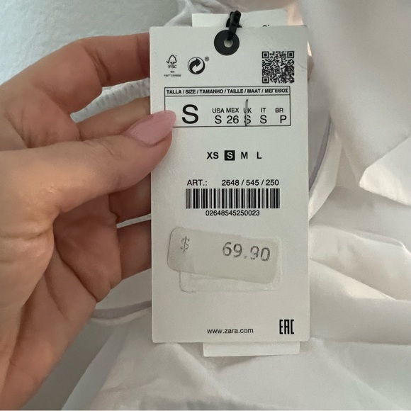 NWT Zara Blogger Fav Asymmetrical One Shoulder Poplin Ruffle Top White - Picture 16 of 16